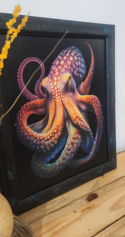 Octopus framed decoupage art