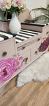 Solid oak floral dresser and mirror