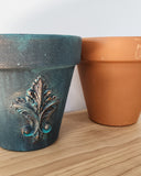 Faux Patina painted pot