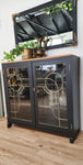 Black and gold leadlight cabinet