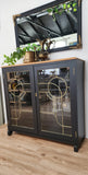 Black and gold leadlight cabinet