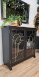 Black and gold leadlight cabinet