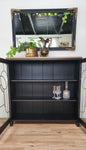 Black and gold leadlight cabinet