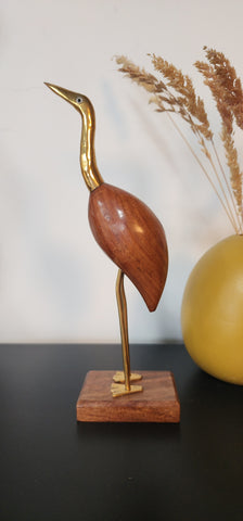 1960s MCM wooden and brass bird